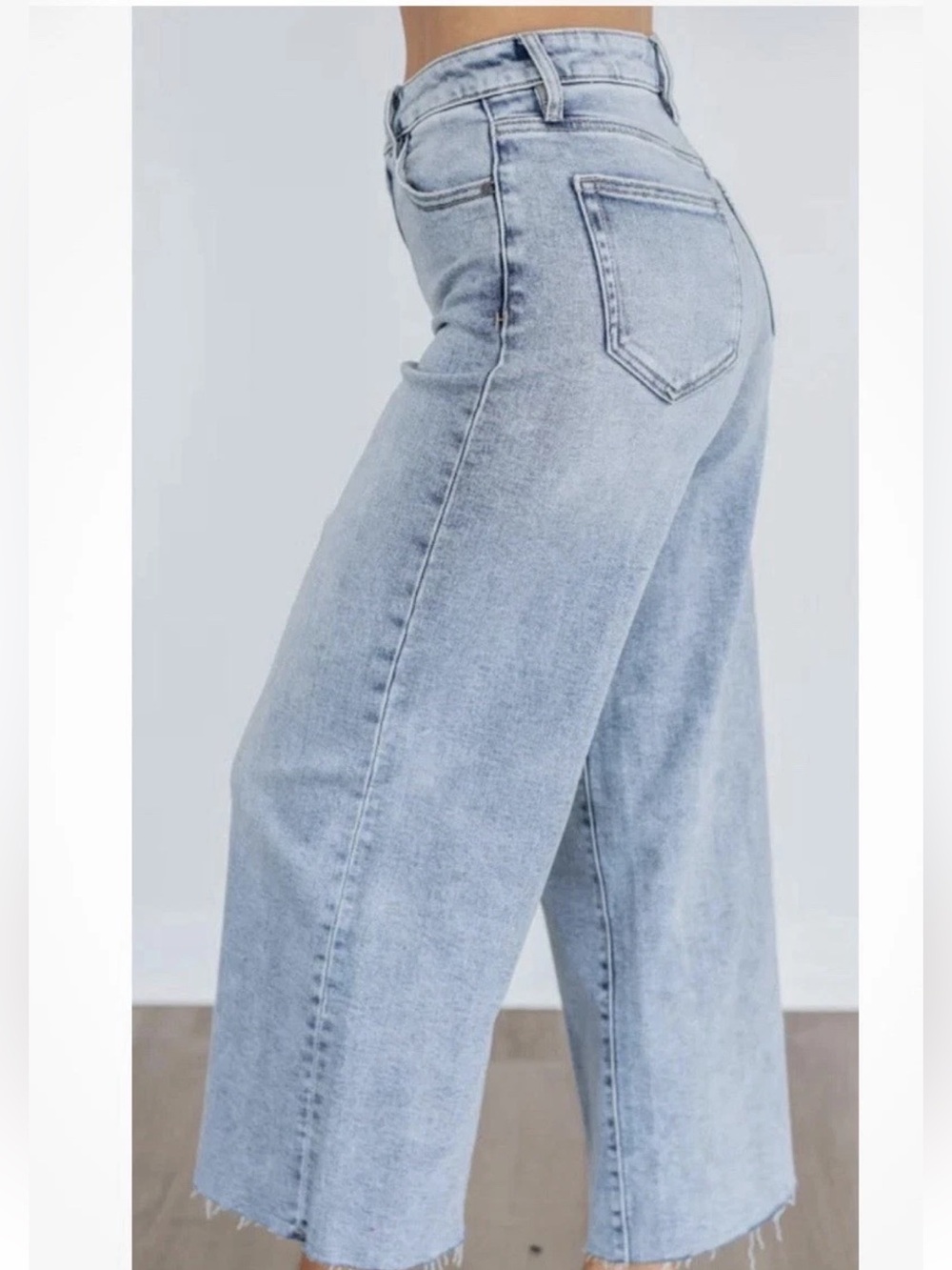 Nori Hidden Los Angeles Wide-Leg Crop Frayed hem Jeans Size 30 - Picture 6 of 6